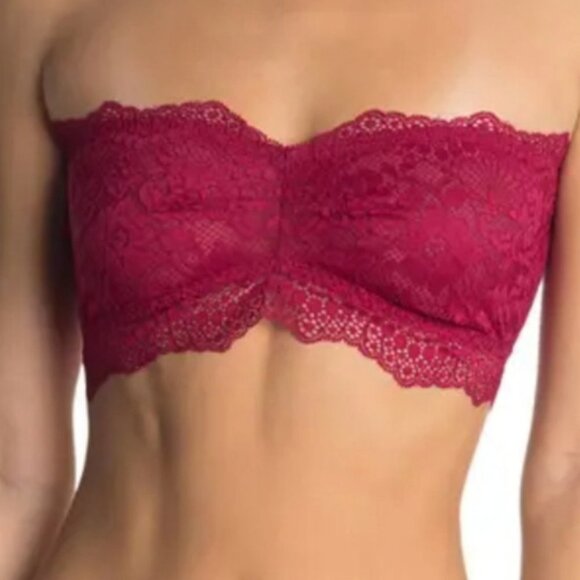 NWT 𝅺Free People Lacey Looks Bandeau Bra Top Burgundy Size Small Bohemian‎ Boho - Picture 1 of 4